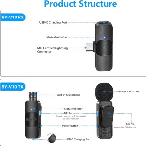 میکروفون یقه ای بی سیم بویا مدل BY-V20 رابط Type-C